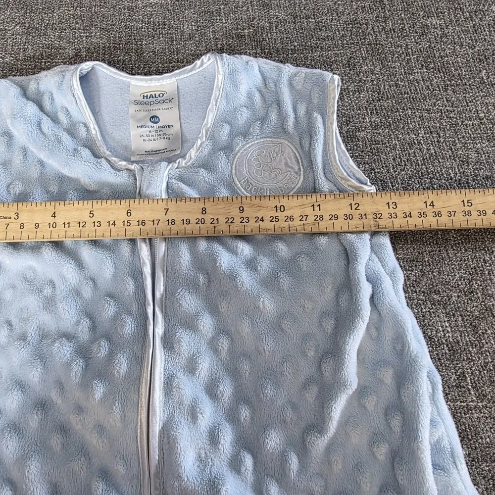 Halo SleepSack Baby Wearable Blanket Blue Dot Embossed Plush Size Medium 6-12M